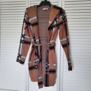 Christian Siriano Brown and Black Plaid Trench Coat